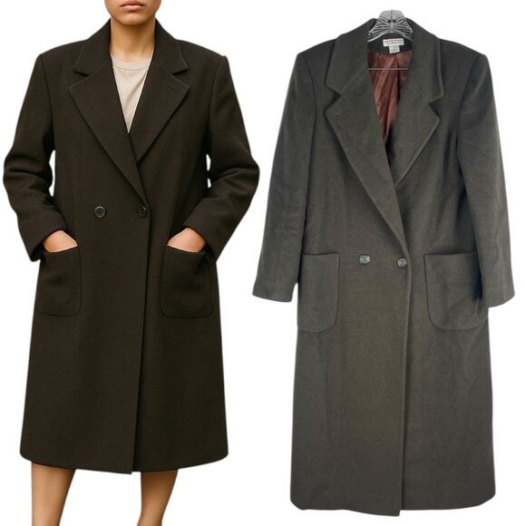 Talbots Wool Cashmere Silk Blend Long Coat Floor Length Green Size 1X - Picture 1 of 10